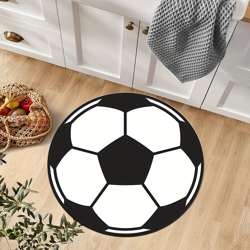 Round football rug with non-slip bottom – Sporty rug for children's room & living room | Stornfield