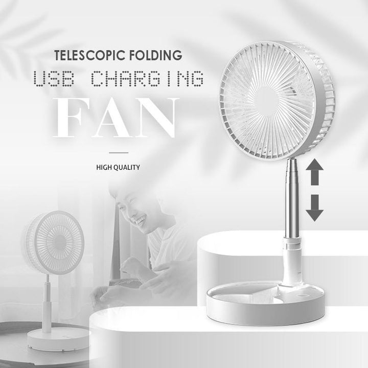 Rechargeable, foldable USB telescope fan – quiet, 180° adjustable, 4 speed levels, portable ✨ | Stornfield