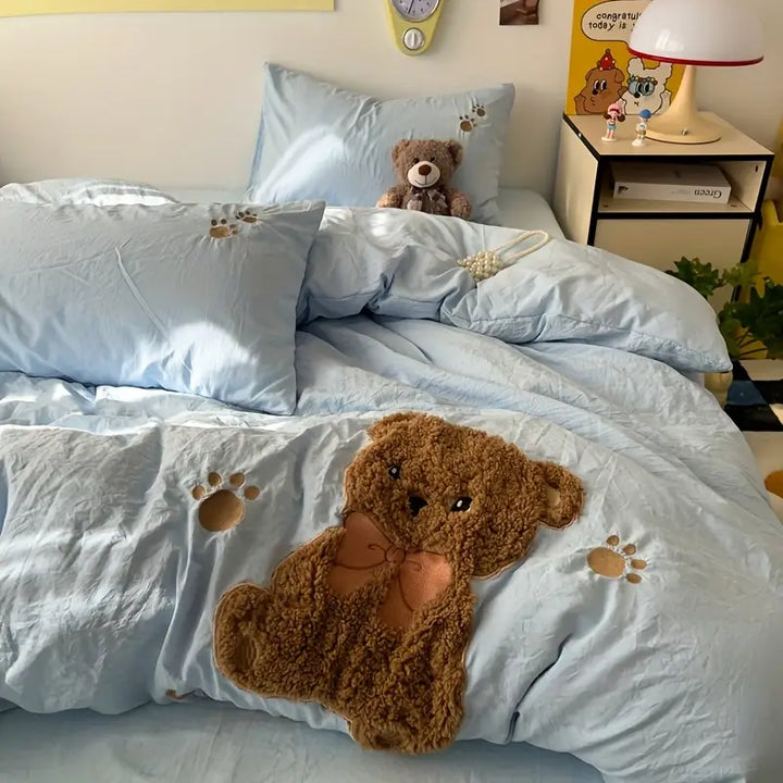Teddy Bear Bedding Set – Ultra Soft and Cuddly | With duvet cover, bed sheet, and 2 pillowcases | Stornfield