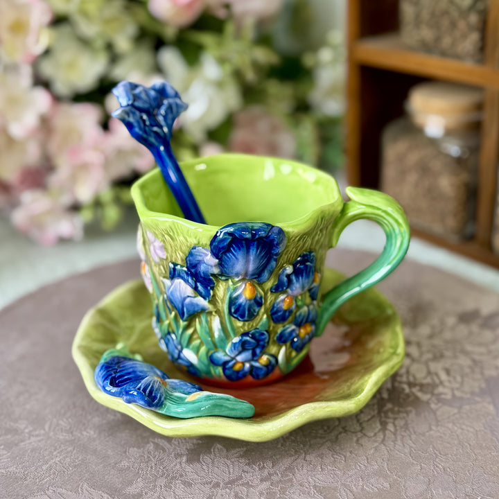 ArtSip Ceramic Mug & Saucer Set – Hand-painted 3D Design inspired by Van Gogh | Stornfield