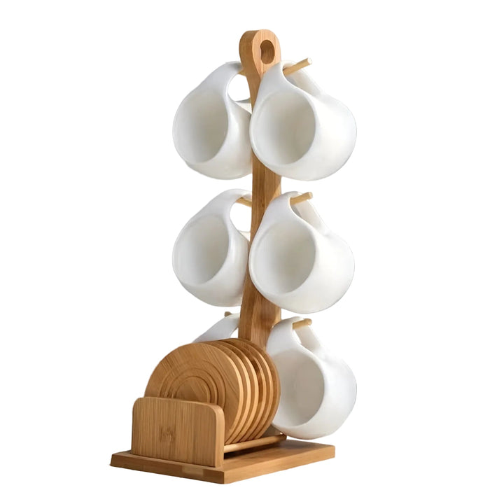 Ceramic Coffee Mug Set with Saucer & Stand – Stylish and Decorative | Perfect for Café and Home | Stornfield