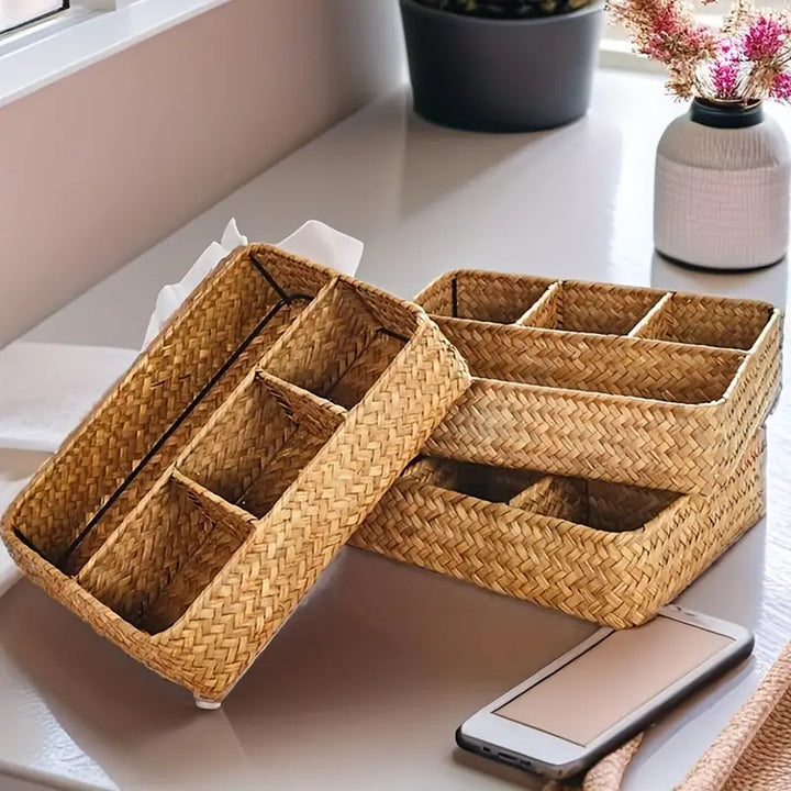 Emly Rattan Organizer Basket | Stornfield