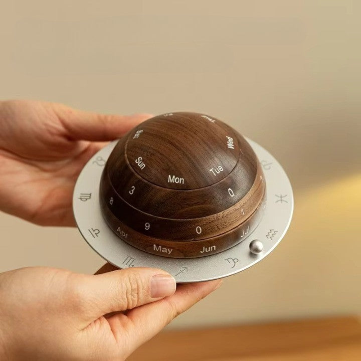 Cosmic Cycle Minimalist Rotating Wooden Calendar | Stornfield
