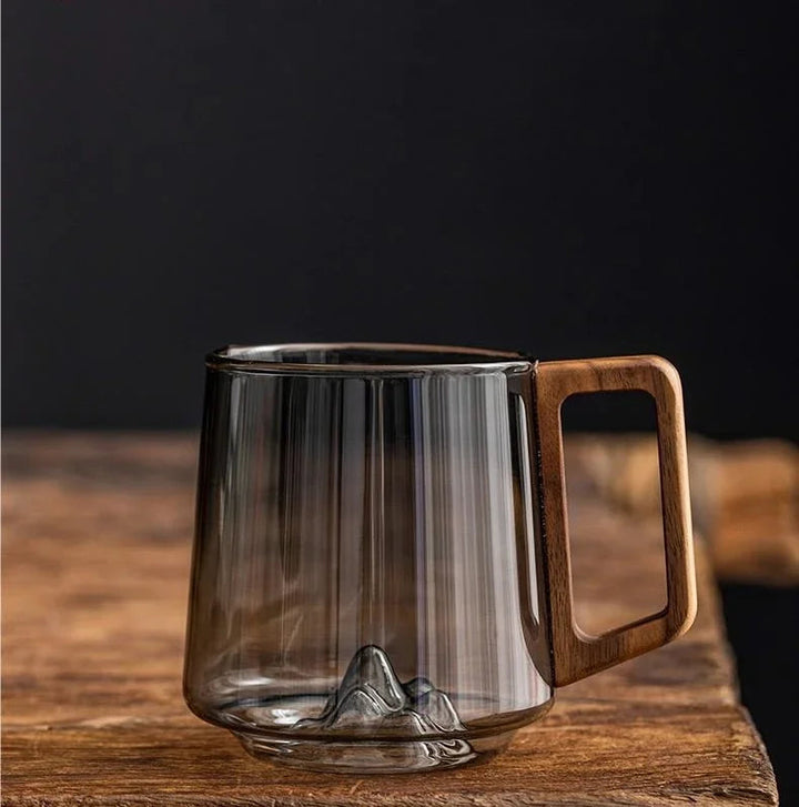 WoodGrip Glass Mug 400 ml with Wooden Handle for Hot and Cold | Stornfield