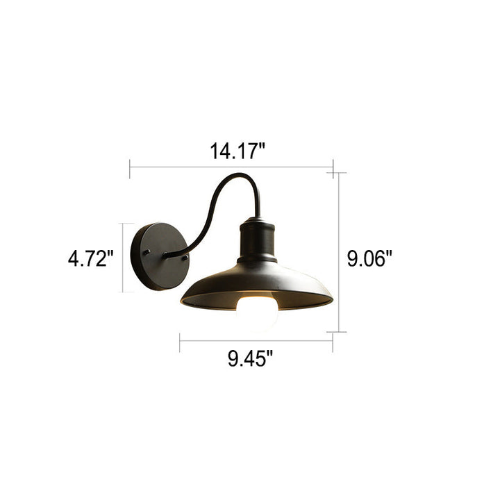 Retro Loft Dome Iron Outdoor Waterproof 1-Light Bent Arm Wall Sconce Lamp | Stornfield
