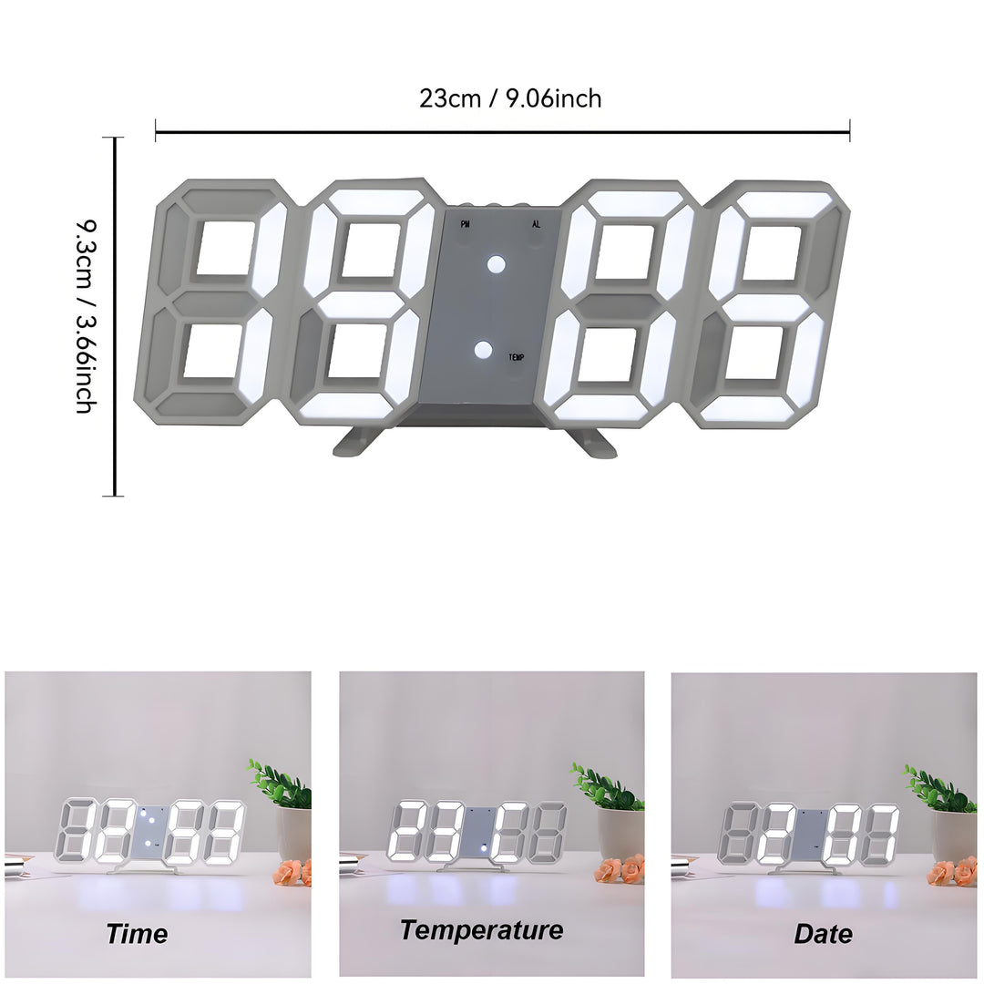 TimeSphere LED 3D Digital Clock with Calendar and Temp Display | Stornfield
