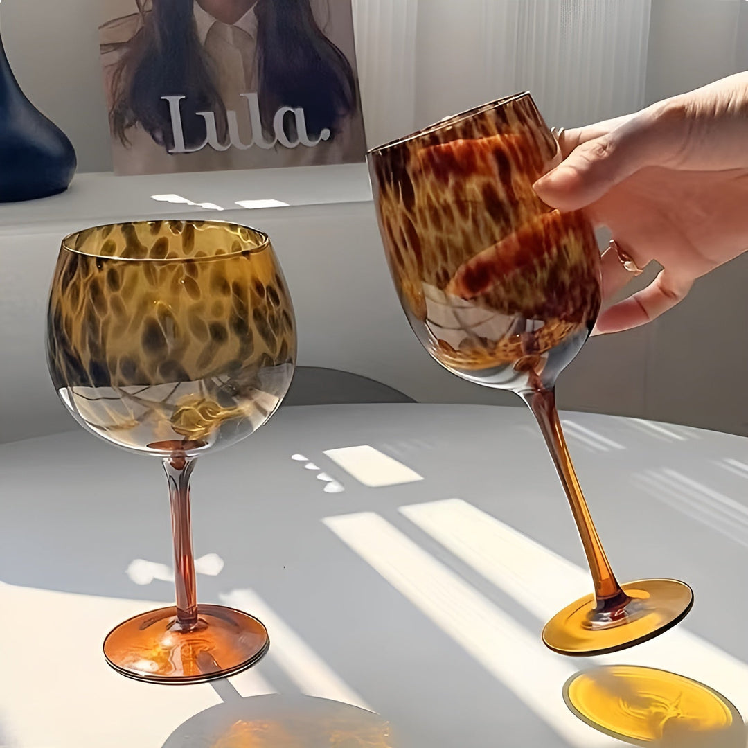 Leopard print wine glasses – Vintage design in set of 2 | Perfect for special occasions | Stornfield