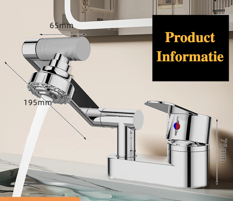 Aqua Twist Duo-Flex Basin Mixer – 360° swiveling two-hole faucet for hot and cold water Stornfield