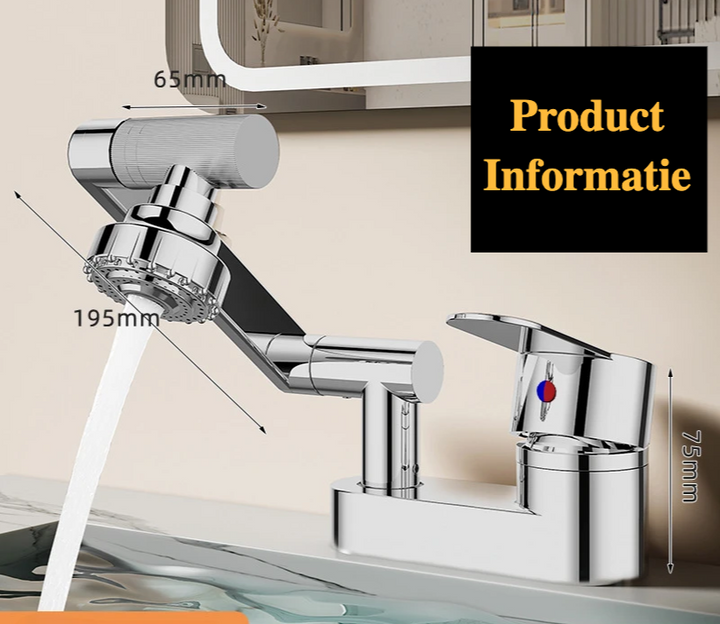 Aqua Twist Duo-Flex Basin Mixer – 360° swiveling two-hole faucet for hot and cold water Stornfield