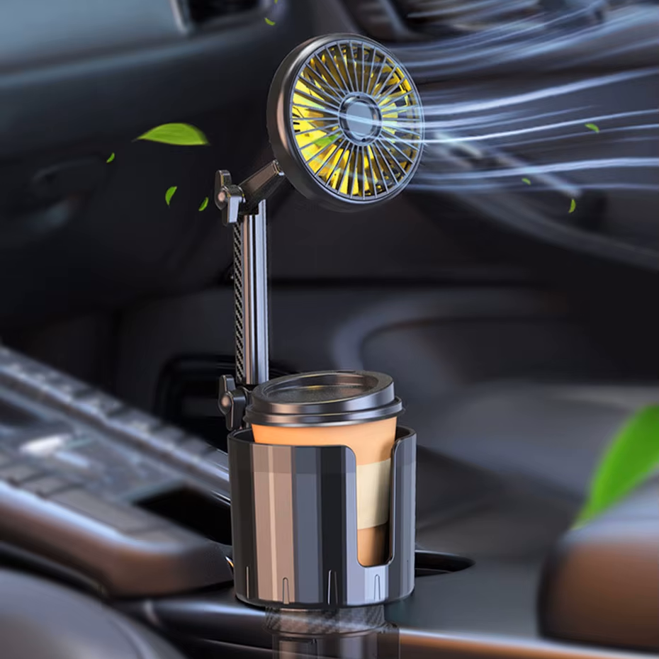2-in-1 Car Cup Holder Fan with Adjustable Cooling and USB Charging | Stornfield
