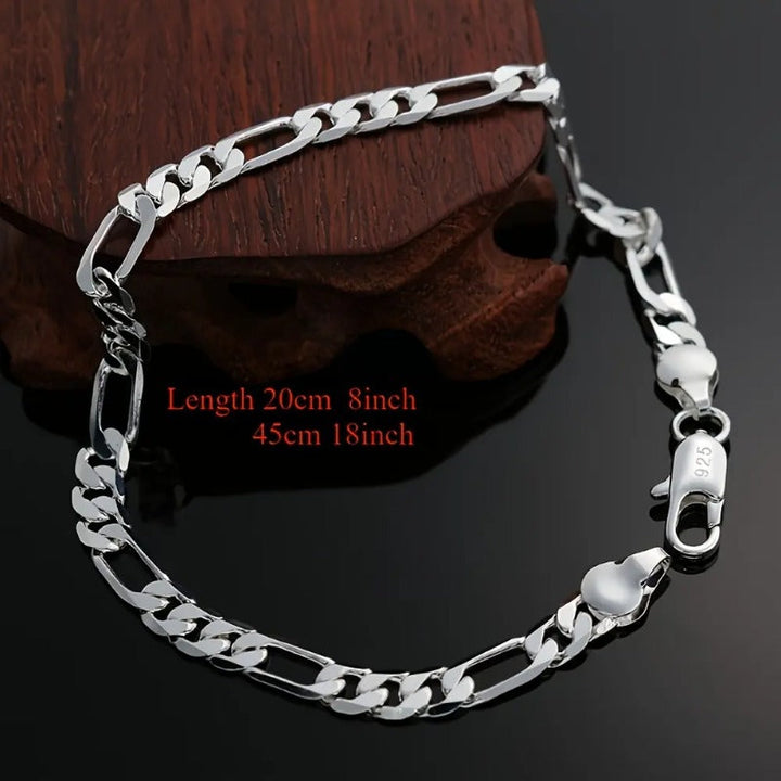 925 Silver Figaro Cuban Chain Stornfield