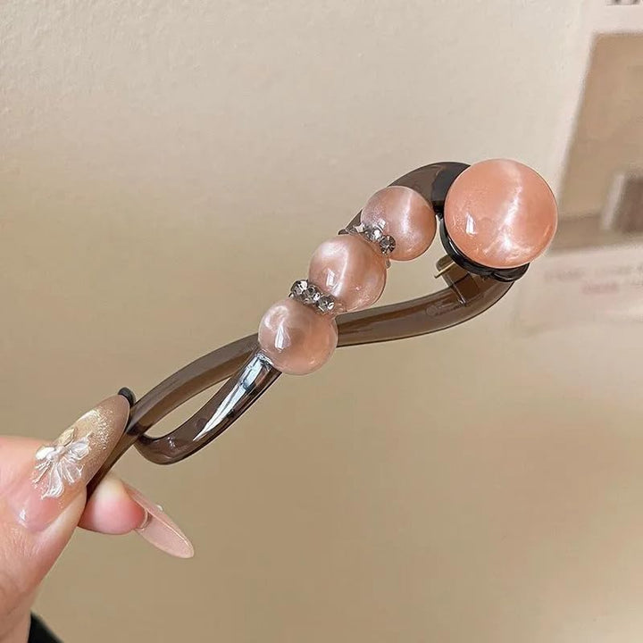 Elegant Rose Pearl Twist Hair Clip Stornfield