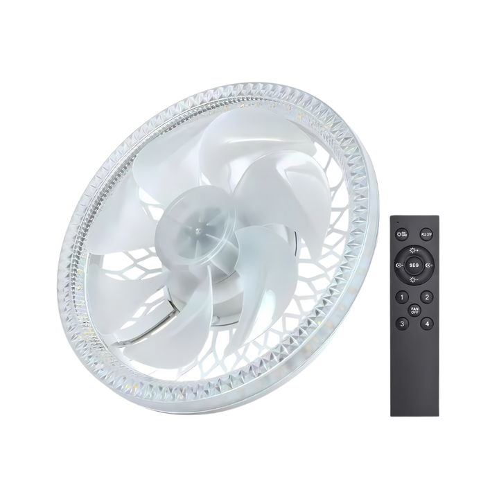 Aesthetic Ceiling Fan With Light And Remote  -White - Ozerty
