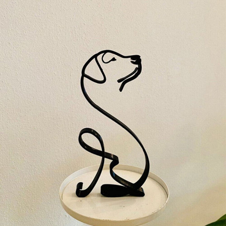 Stornfield | Tier Art Retro Iron Sculptures Black Lines Cat Dog Desk Ornament