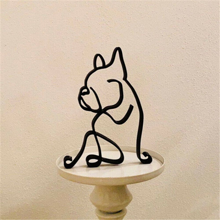 Stornfield | Tier Art Retro Iron Sculptures Black Lines Cat Dog Desk Ornament