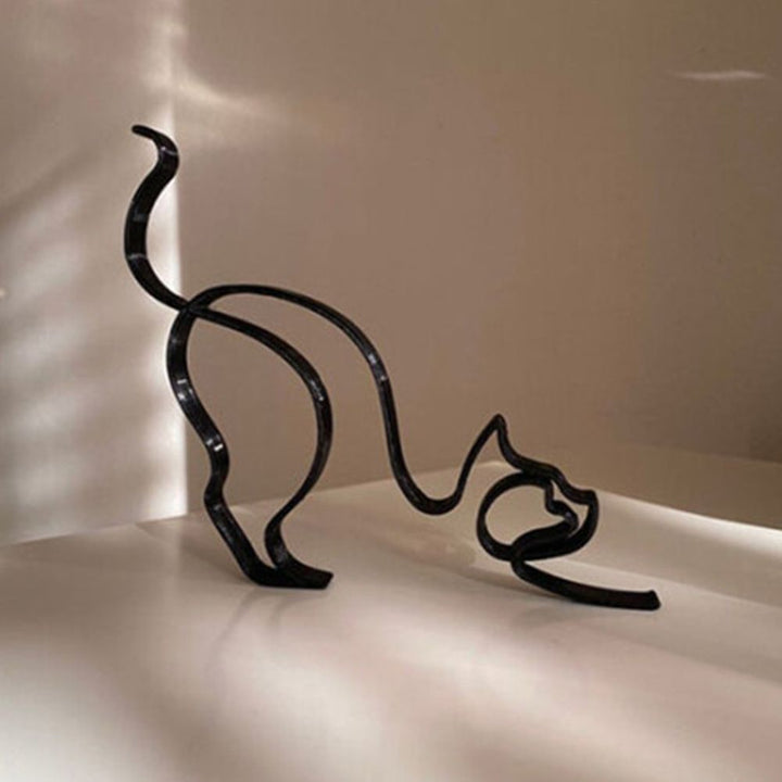 Stornfield | Tier Art Retro Iron Sculptures Black Lines Cat Dog Desk Ornament
