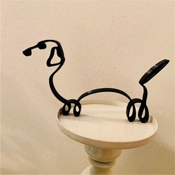Stornfield | Tier Art Retro Iron Sculptures Black Lines Cat Dog Desk Ornament