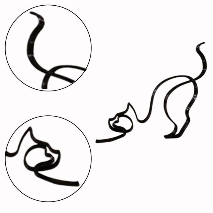 Stornfield | Tier Art Retro Iron Sculptures Black Lines Cat Dog Desk Ornament
