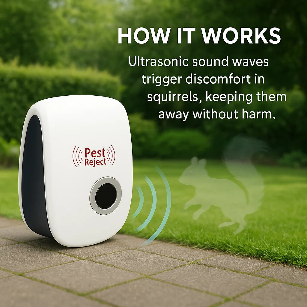 Stornfield | Ultrasonic Squirrel Repeller Device - Effective Pest Control to Deter Squirrels in 48 Hours for Gardens & Yards