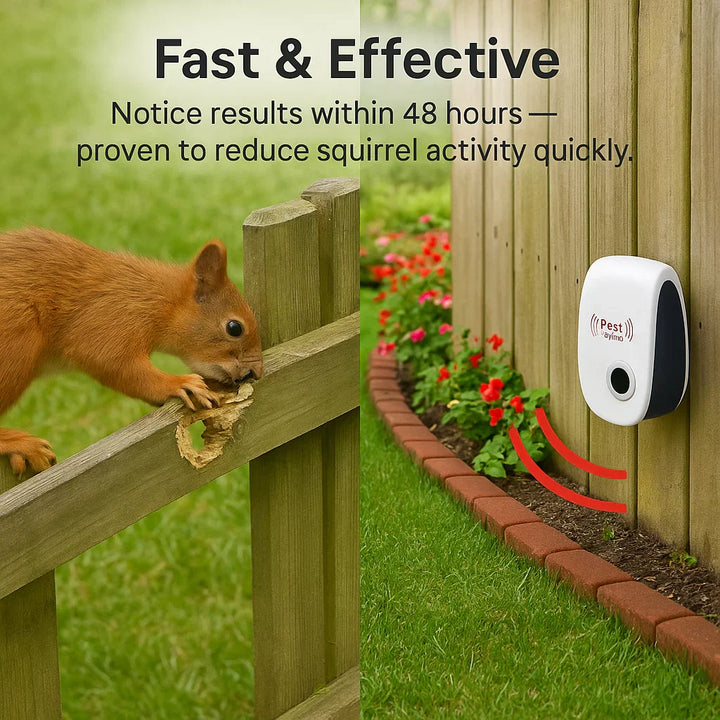 Stornfield | Ultrasonic Squirrel Repeller Device - Effective Pest Control to Deter Squirrels in 48 Hours for Gardens & Yards