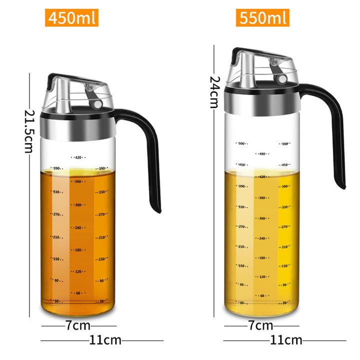 Auto Flip Condiment Container Automatic Cap and Leakproof Glass Cruet | Stornfield