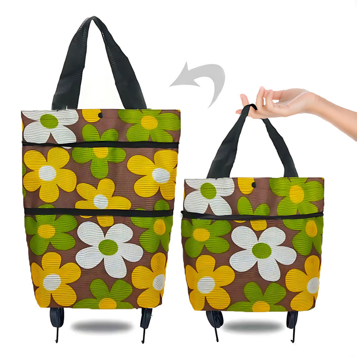 Foldable shopping trolley with expandable wheels | Stornfield