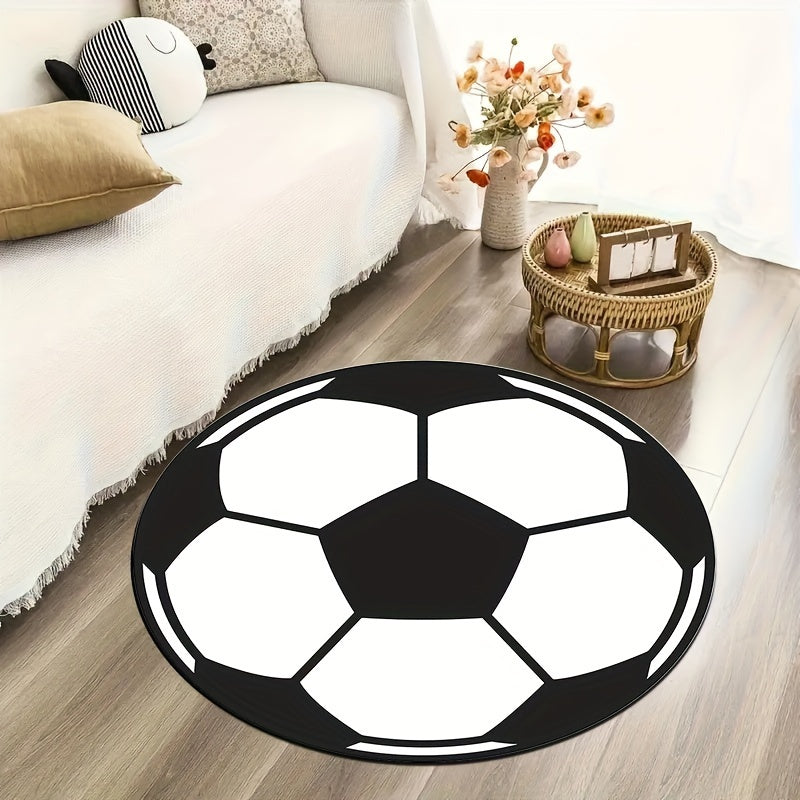 Round football rug with non-slip bottom – Sporty rug for children's room & living room | Stornfield