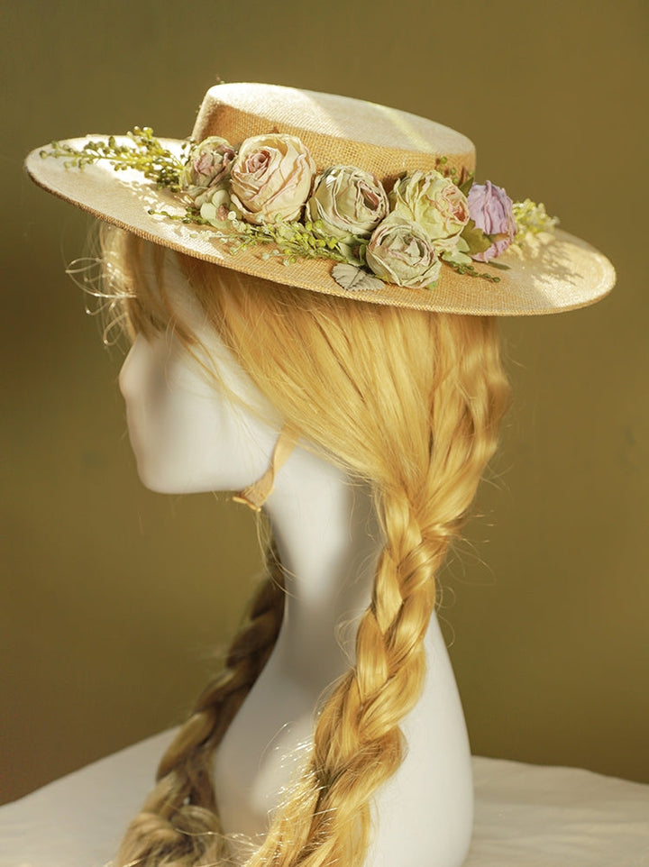 Stornfield | Handmade French Hat, Retro And Elegant Hollow Flower Forest Style Flat Hat