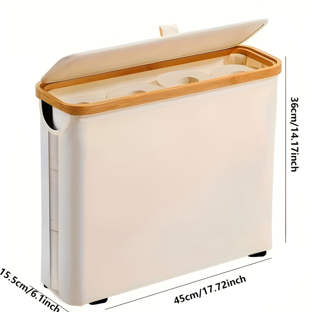 Large toilet paper holder with lid – space-saving & foldaStornfielde | wooden frame for bathroom & toilet | Stornfield