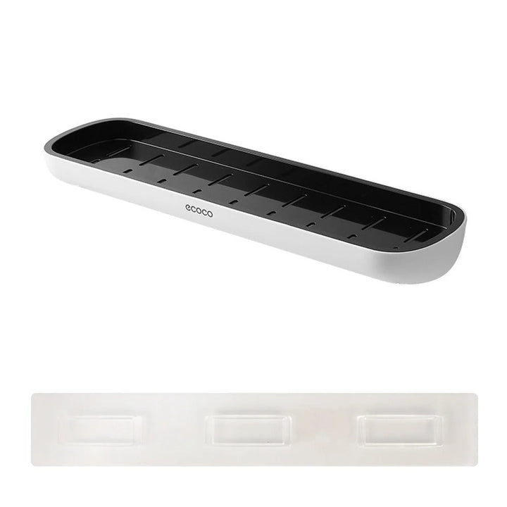 Wall-mounted shower shelf without drilling – With towel holder & drainage holes | Stornfield