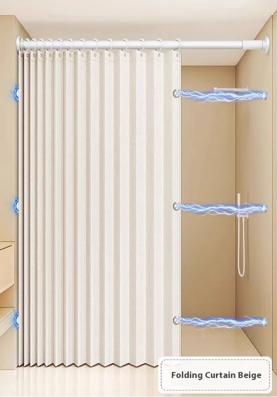 MagnaFold Foldable Shower Curtain with Magnets Stornfield