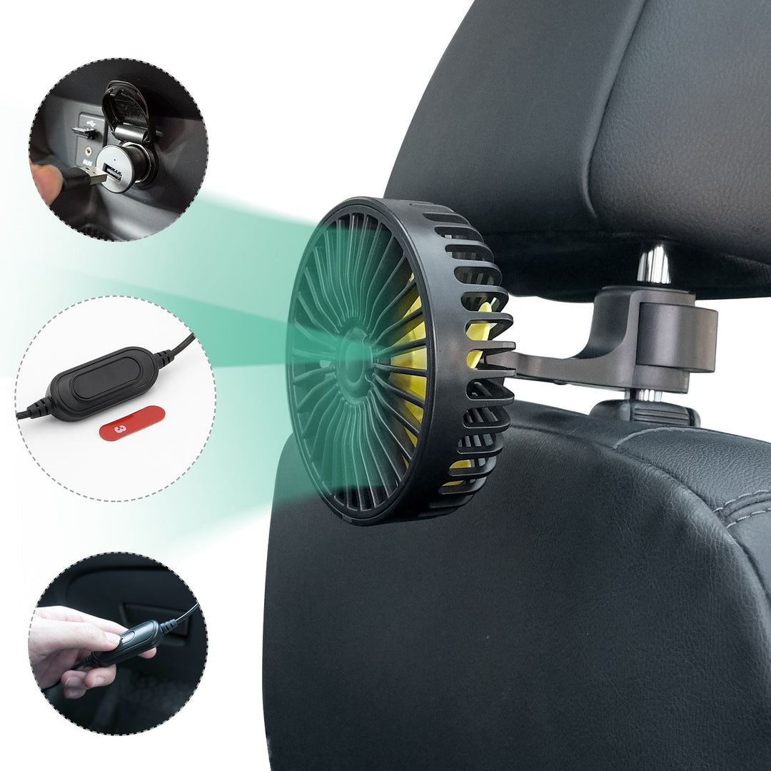 Portable Car Fan Cooler with USB and 3 Wind Settings | Stornfield