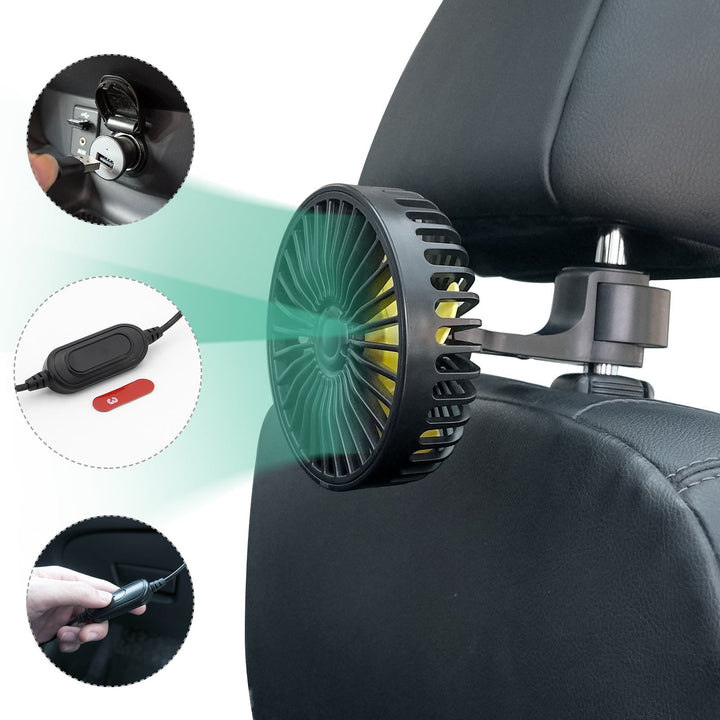 Portable Car Fan Cooler with USB and 3 Wind Settings | Stornfield