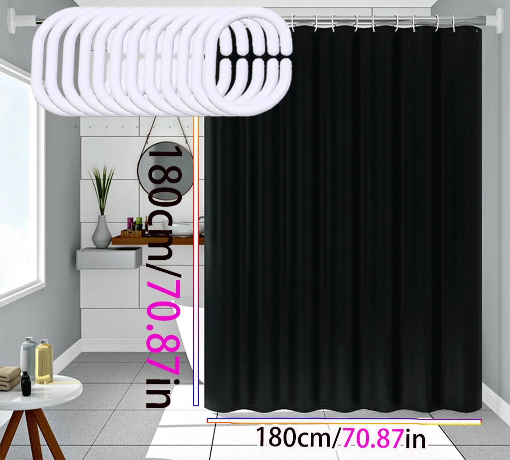 AquaShield Black Shower Curtain – Waterproof, Stylish and Eco-Friendly – Pure Black Design Stornfield