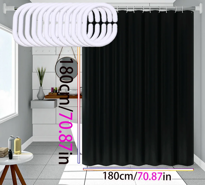 AquaShield Black Shower Curtain – Waterproof, Stylish and Eco-Friendly – Pure Black Design Stornfield