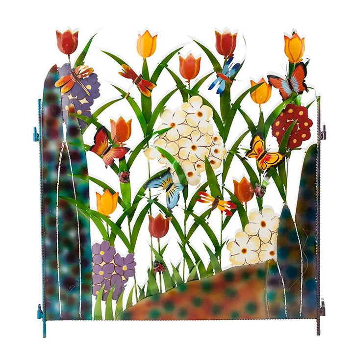 Colorful Metal Butterfly and Flower Garden Screen | Stornfield
