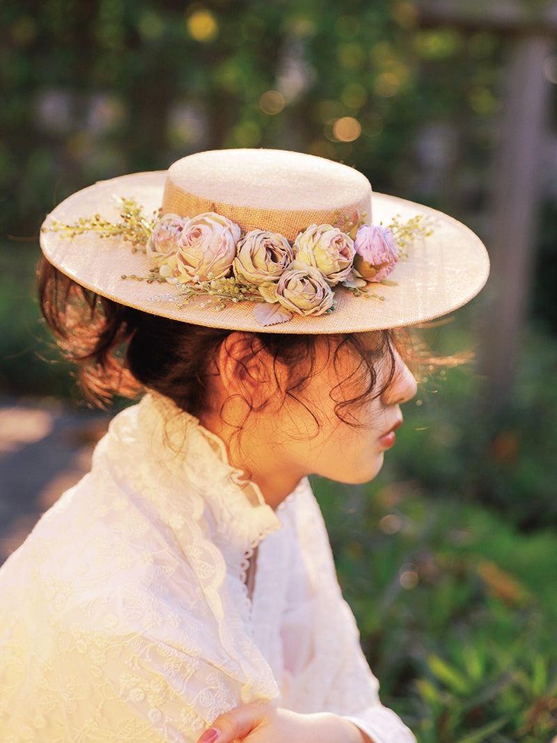 Stornfield | Handmade French Hat, Retro And Elegant Hollow Flower Forest Style Flat Hat