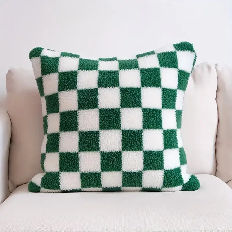 Stornfield | Checked Faux Fur Pillowcase