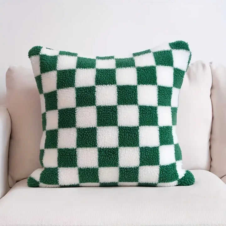 Stornfield | Checked Faux Fur Pillowcase