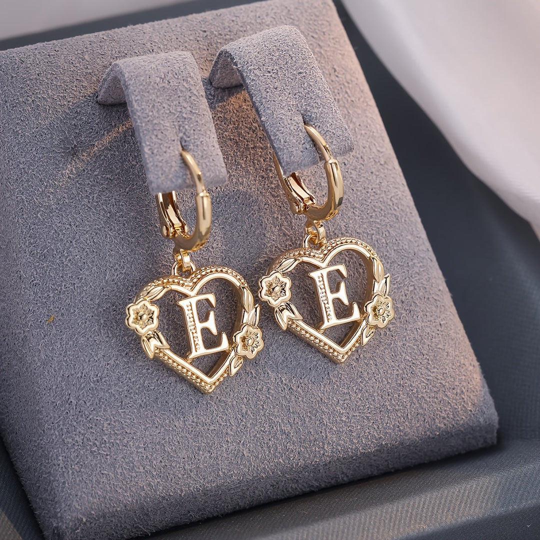 Stornfield | Dainty Initial Letter Heart Hoop Earrings
