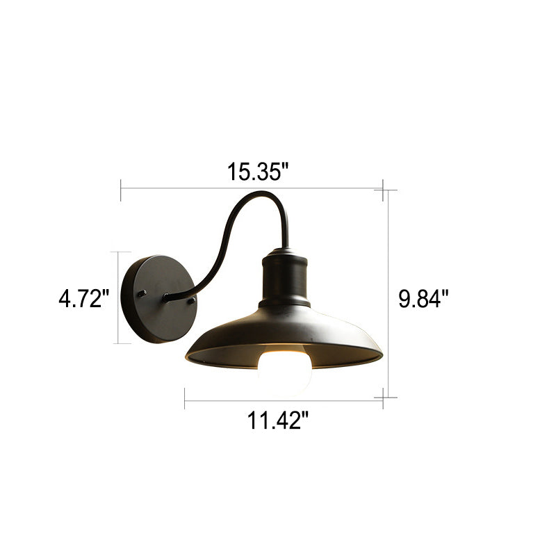 Retro Loft Dome Iron Outdoor Waterproof 1-Light Bent Arm Wall Sconce Lamp | Stornfield