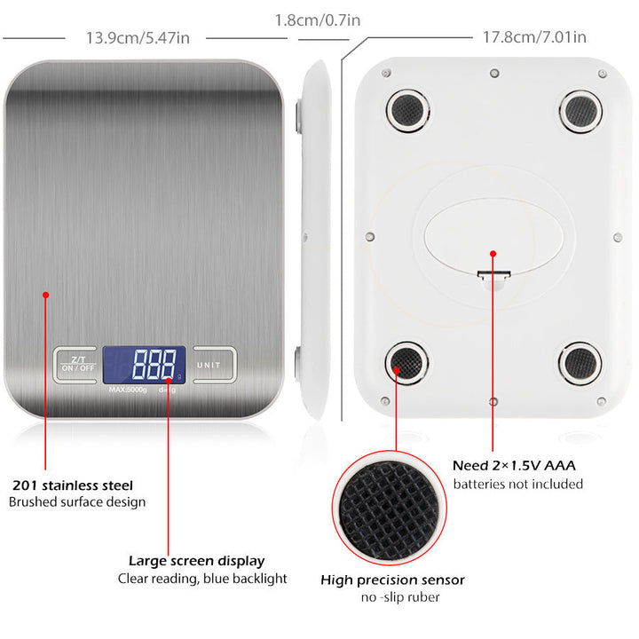 Digital kitchen scale: 5KG/11lb capacity. | Stornfield