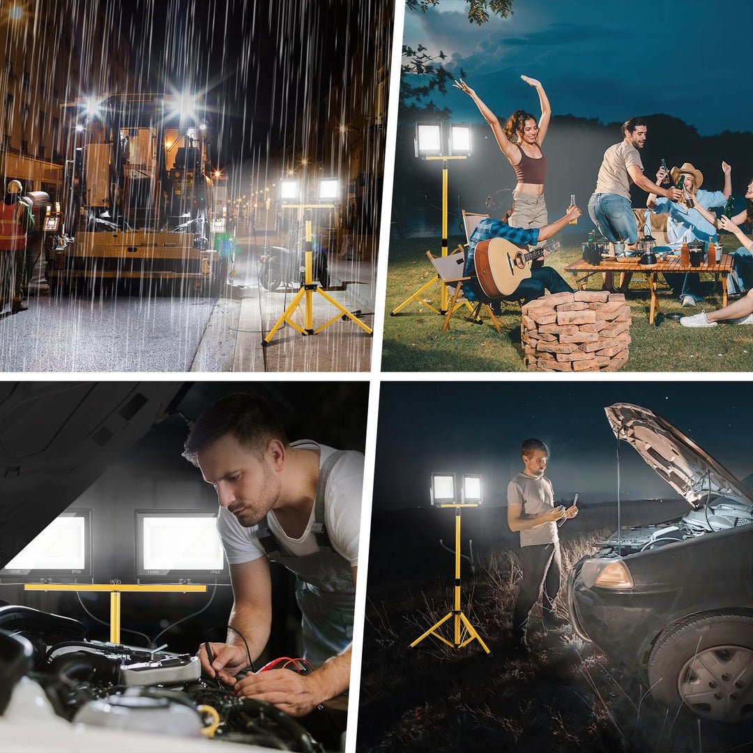 LED Construction Spotlight 2 x 50W/100W/200W with Tripod Adjustable | Stornfield