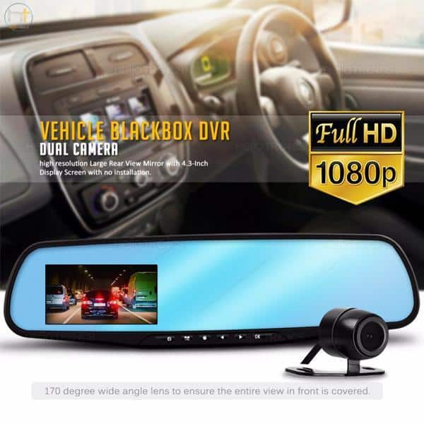 Dashcam rearview mirror with front/rear camera (Full HD and night vision) | Stornfield