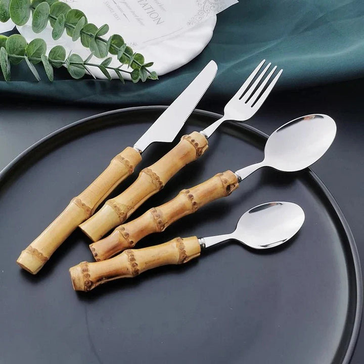 Stornfield | Stainless Steel Cutlery Set with Bamboo Handle
