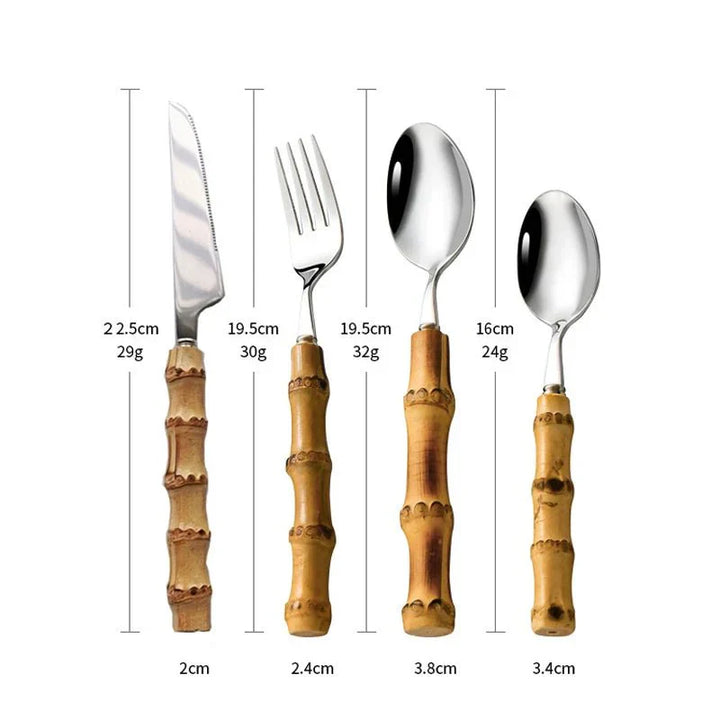 Stornfield | Stainless Steel Cutlery Set with Bamboo Handle