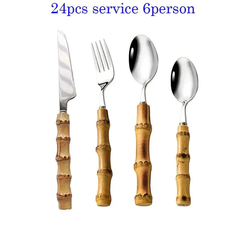 Stornfield | Stainless Steel Cutlery Set with Bamboo Handle
