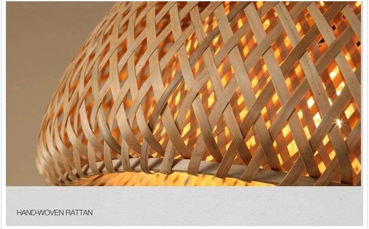 Stornfield | Bamboo Hanging Ceiling Light C | Handmade Wooden and Rattan Lighting for Home Decor