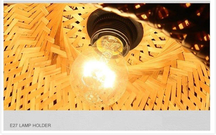Stornfield | Bamboo Hanging Ceiling Light C | Handmade Wooden and Rattan Lighting for Home Decor
