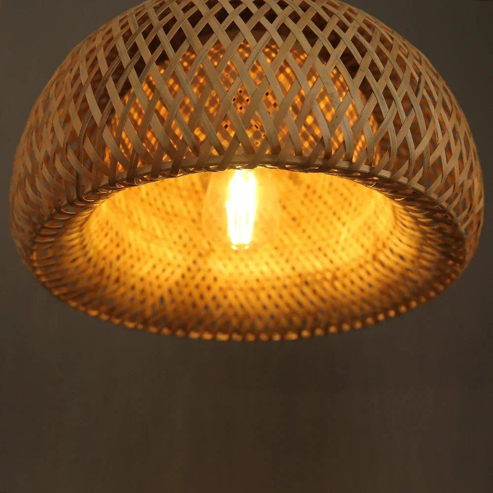 Stornfield | Bamboo Hanging Ceiling Light C | Handmade Wooden and Rattan Lighting for Home Decor
